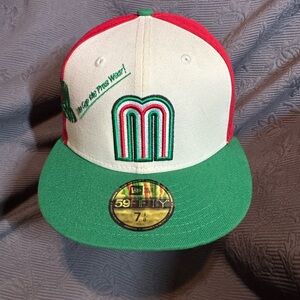 Red and Green Cap with Embroidered M Logo
